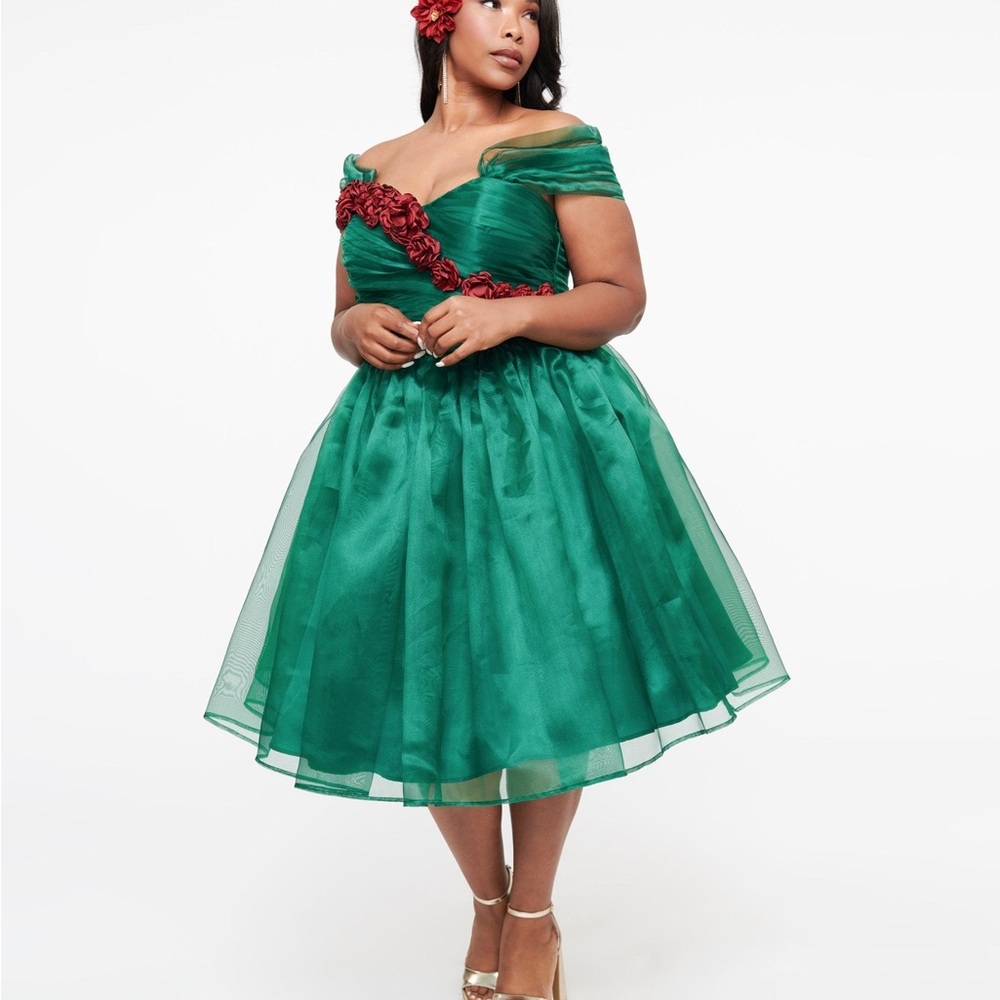 1940s Emerald & Roses Garden State Swing Dress NWT